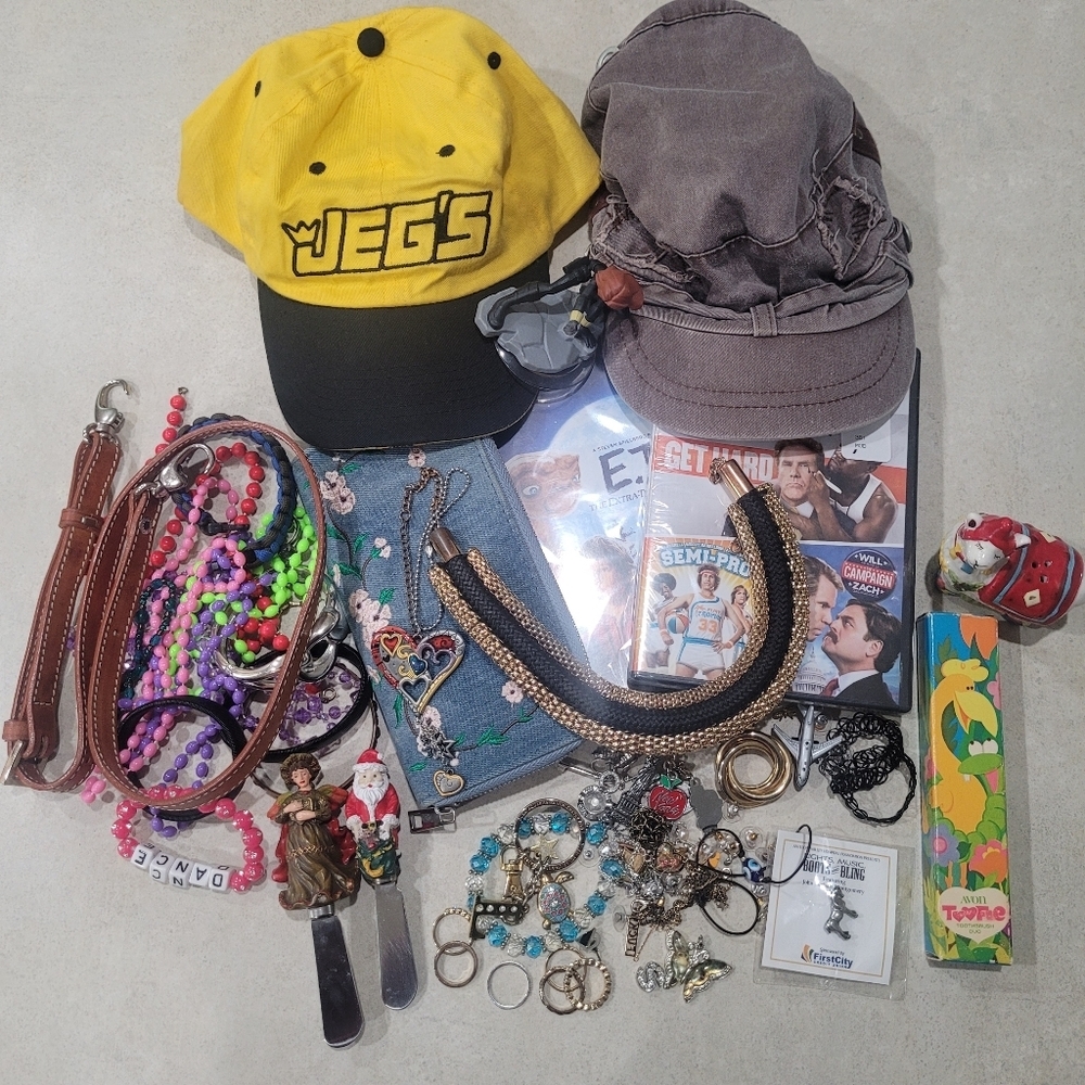 Big Lot Junk Drawer Super Random Stuff Jewelry Movies Hats